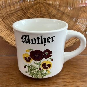 Vintage Papel Mother Mug- Red & Yellow Pansy Floral Design- Ceramic Coffee Tea